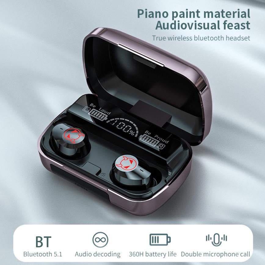 M23 Devil Pattern TWS Bluetooth Noise Canceling Touch Earphones Wireless Stereo Headset with Mirror Surface Power Display Charging Case M23 Devil Pattern TWS Bluetooth Noise Canceling Touch Earphones Wireless Stereo Headset with Mirror Surface Power Display Charging Case